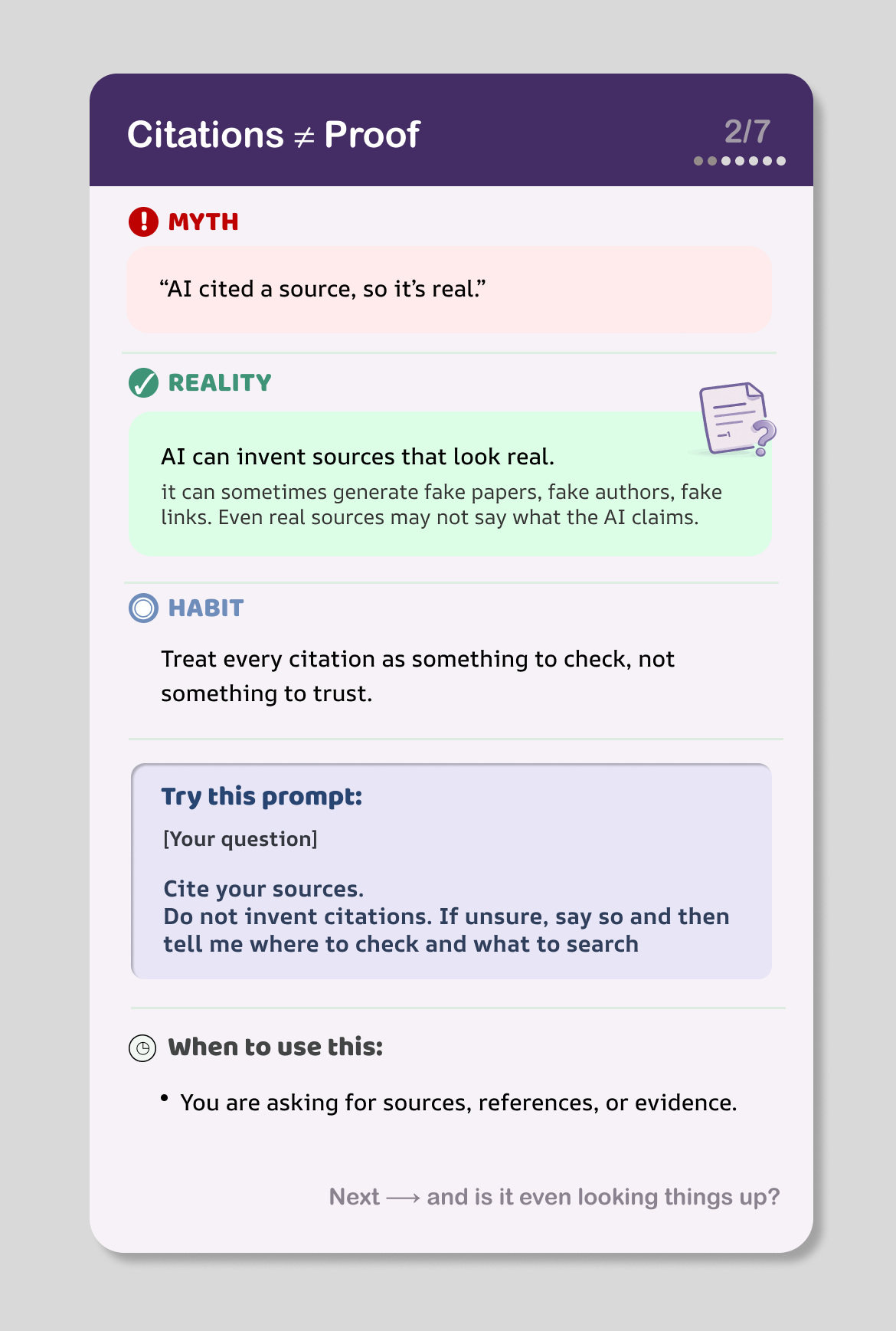 Card 2: Citations does not equal actual proof